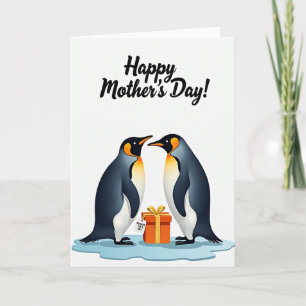 Carte Cadeau pour la Fête des Mamans Manchots