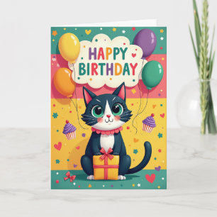 Carte Cadeau pour l'Anniversaire d'un Chat Mignon