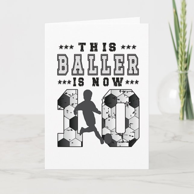 Carte Cadeau pour les 10 ans d'un joueur de football de  (Devant)