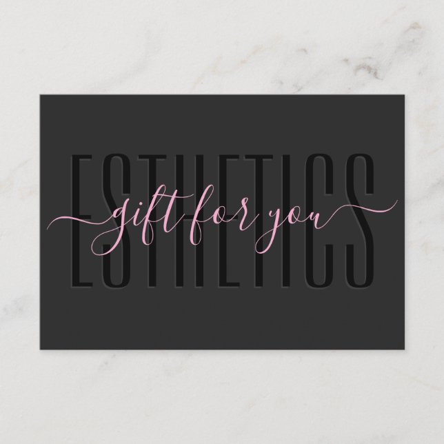 Carte Cadeau Rose Esthétique Beautician Noir (Devant)