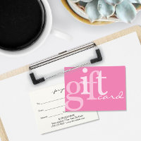 Carte Cadeau Rose Typographie Féminine Moderne Ten