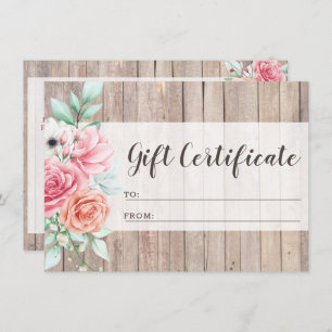Carte cadeau Rustic Wood Country Floral