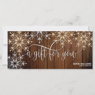 Carte cadeau Rustique Christmas Gold Snow Certific