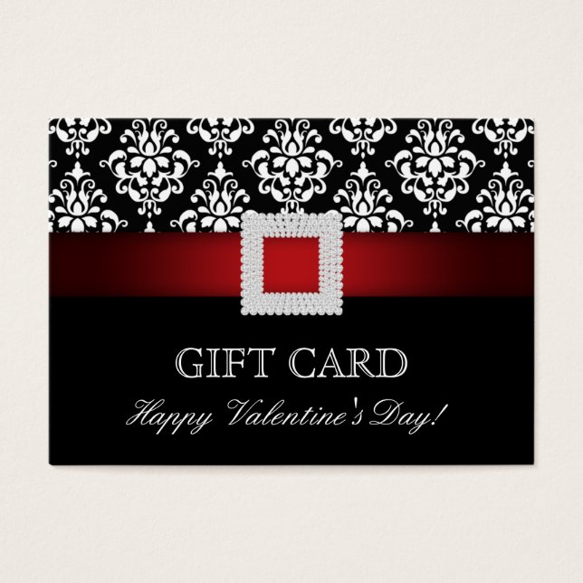 Carte cadeau Saint Valentin Bijou rouge Damas (Devant)