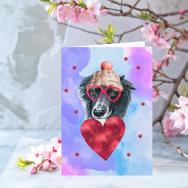Carte Cadeau Saint-Valentin Chien Border Collie Bordure  (Créateur téléchargé)
