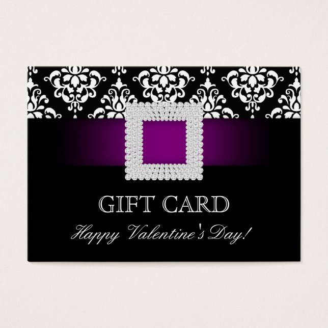 Carte cadeau Saint Valentin Joyau pourpre Damas (Devant)