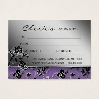 Carte Cadeau Salon Spa Floral Violet