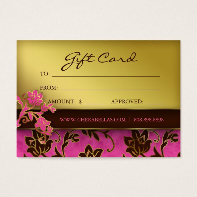 Carte cadeau Salon Spa Gold Floral Rose Brown (Devant)