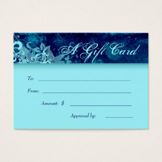 Carte Cadeau Salon Spa Grunge Floral Blue Denim