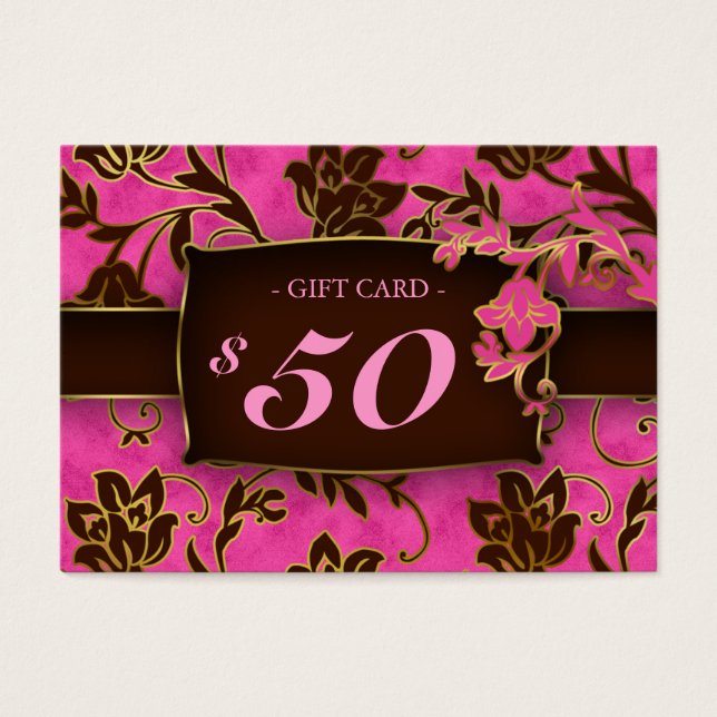Carte cadeau Salon Spa or rose floral Brown 50 $ (Devant)