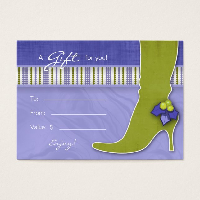Carte cadeau Salon Spa Xmas Holly Green Purple Boo (Devant)