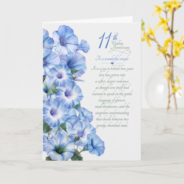 Carte Cadeau sentimental de 11e anniversaire de mariage  (Fleur jaune)