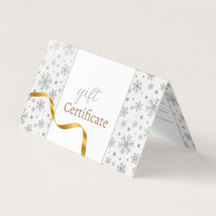 Carte cadeau Silver Snowflakes Modern Gold Ribbon