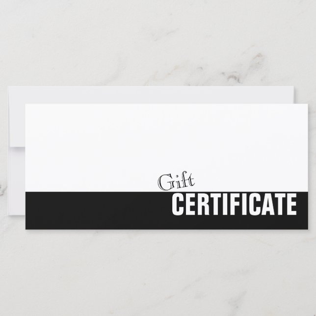 Carte cadeau simple en noir et blanc (Devant)