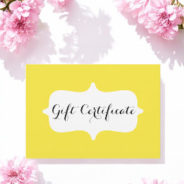 Carte cadeau simple pour entreprise jaune