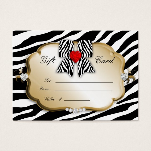 Carte cadeau Spa de salon Valentine Zebra Gold Bla (Devant)