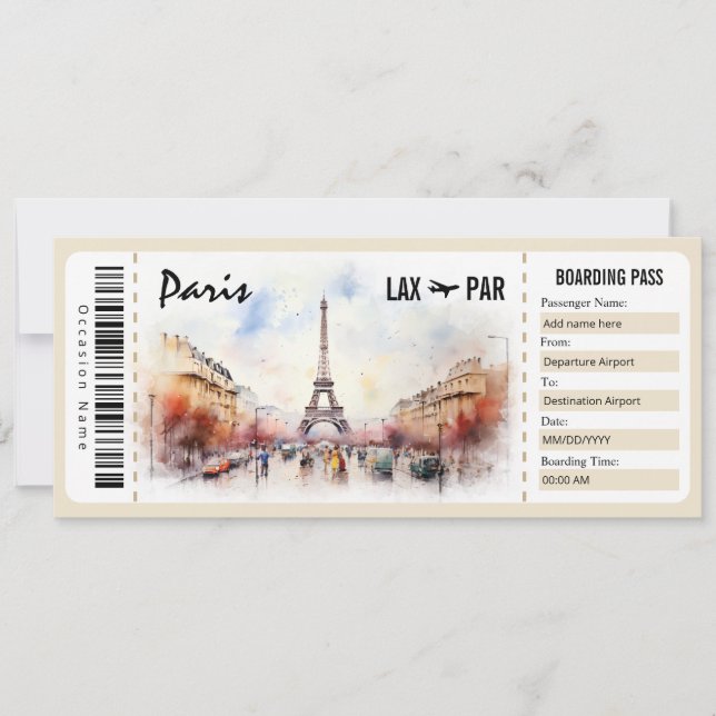 Carte Cadeau Surprise Paris Boarding Pass Inv (Devant)