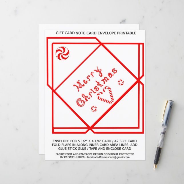 Carte Cadeau Tourbillon Joyeux Noël Papier Envelop (Devant/Arrière en situation)