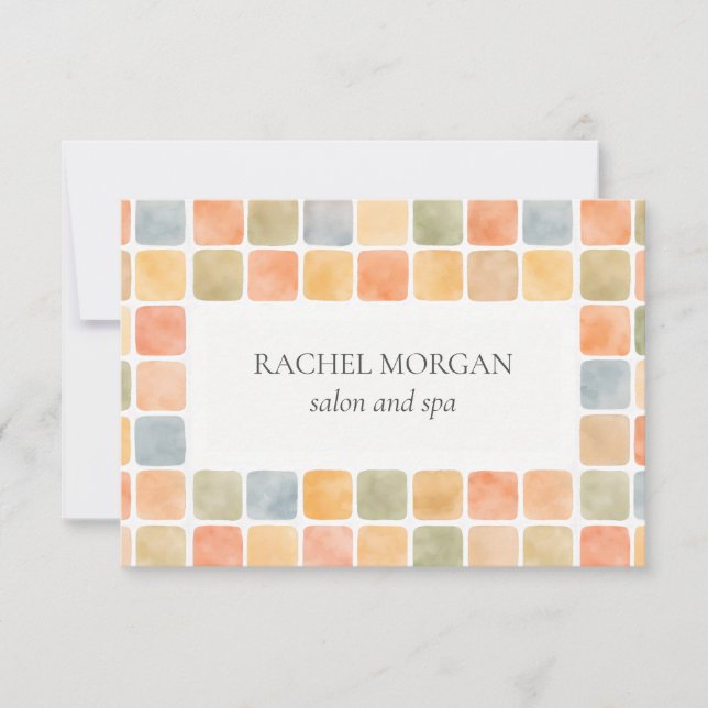 CARTE CADEAU TUILES AQUARELLE BOHO PASTEL CHAUD (Devant)