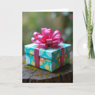 Carte cadeau turquoise florale pour anniversaire