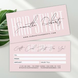 carte cadeau typographie script coiffeur moderne