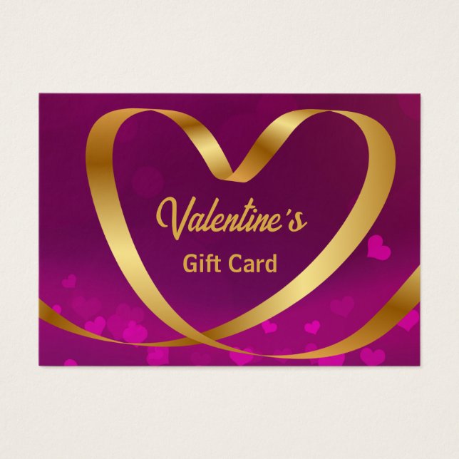 Carte cadeau Valentine's Day Gold Heart Ribbon Pur (Devant)