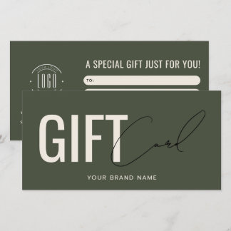 Carte-cadeau verte professionnelle avec logo moder