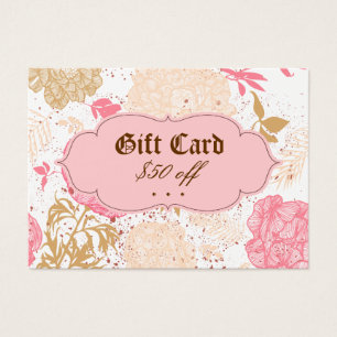 Carte cadeau vintage Floral Rose White Cream