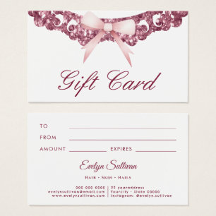 Carte cadeau vintage parties scintillant cadre ros
