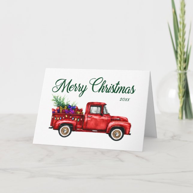 Carte Cadeaux classiques de Camion Rouge Joyeux Noël Ann (Devant)