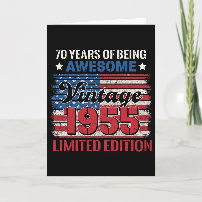 Carte Cadeaux de 70 ans 70e anniversaire Drapeau américa (Devant)