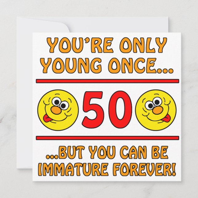 Carte Cadeaux de bagage immatures de 50e anniversaire (Devant)
