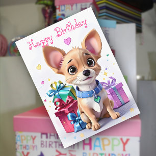 Carte Cadeaux de chiot Chihuahua et vœux sincères d'anni