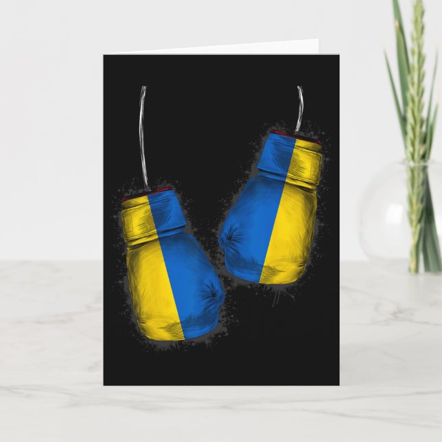 Carte Cadeaux de fans de boxeurs ukrainiens Drapeau Gant (Devant)