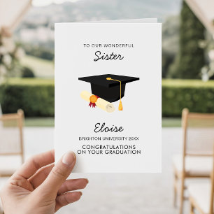 Carte Cadeaux de fête de remise des diplômes de la sœur 