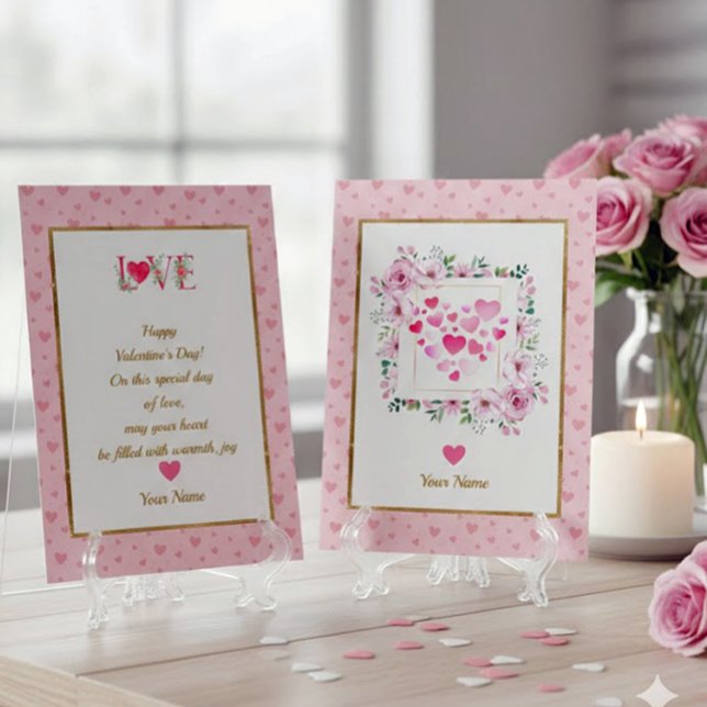Carte Cadeaux de la Saint-Valentin Cœurs Floraux de Rose (Créateur téléchargé)