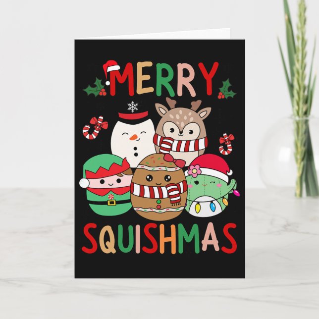 Carte Cadeaux de Noël Joyeux Squish Squad Mignons Pour E (Devant)