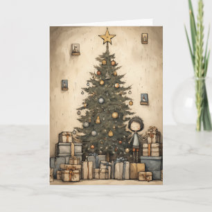 Carte Cadeaux De Noël Sous L'Arbre Illustration