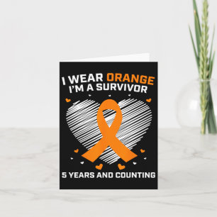 Carte Cadeaux de survivant de leucémie orange 5 ans sans