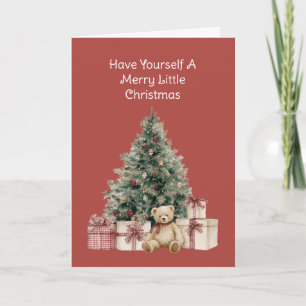 Carte Cadeaux d'ours en peluche d'arbre de Noël rouge