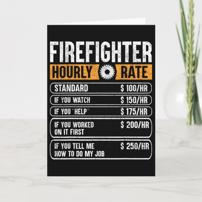 Carte Cadeaux drôles de tarif horaire pour pompier pour  (Devant)
