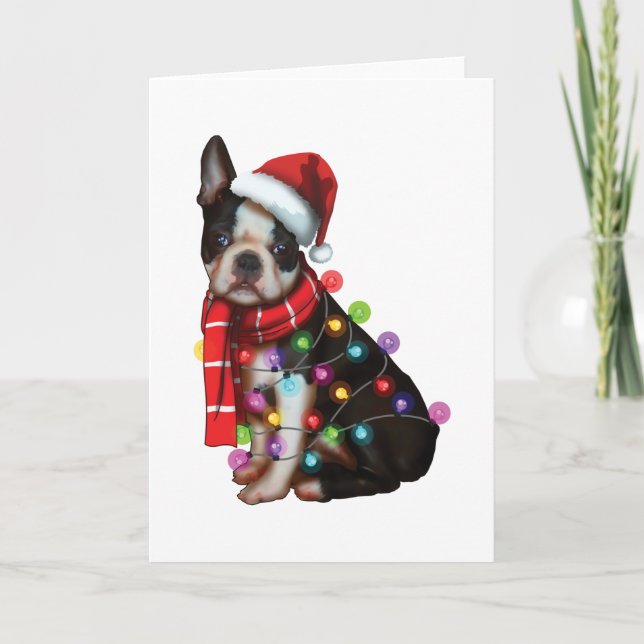 Carte Cadeaux drôles de vacances de Noël de chien de Bos (Devant)