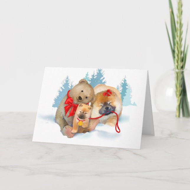 Carte CADEAUX OURS Chow & Teddybear PERSONNALISER (Devant)