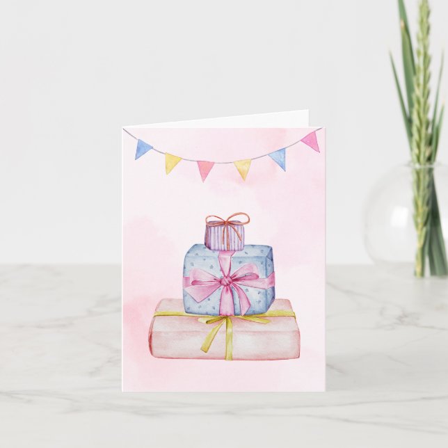 Carte Cadeaux pastel rose bleu  (Devant)