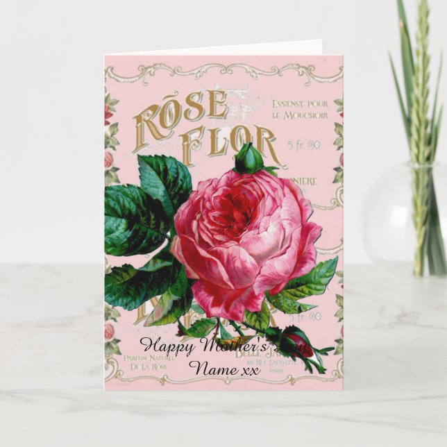 Carte Cadeaux personnalisés de la fête des mères, rose v (Devant)