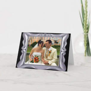 Carte Cadre argenté élégant Ajouter une photo ici