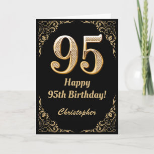 Carte Cadre avec paillettes noir et or pour 95e annivers