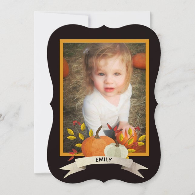 Carte cadre Citrouille Halloween ou Thanksgiving a (Devant)