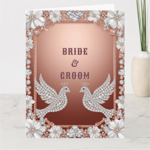 Carte Cadre de mariage Colombelle Florale Or Rose
