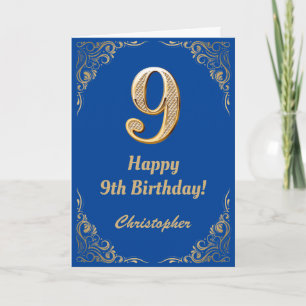 Carte Cadre de Parties scintillant bleu et or 9e anniver